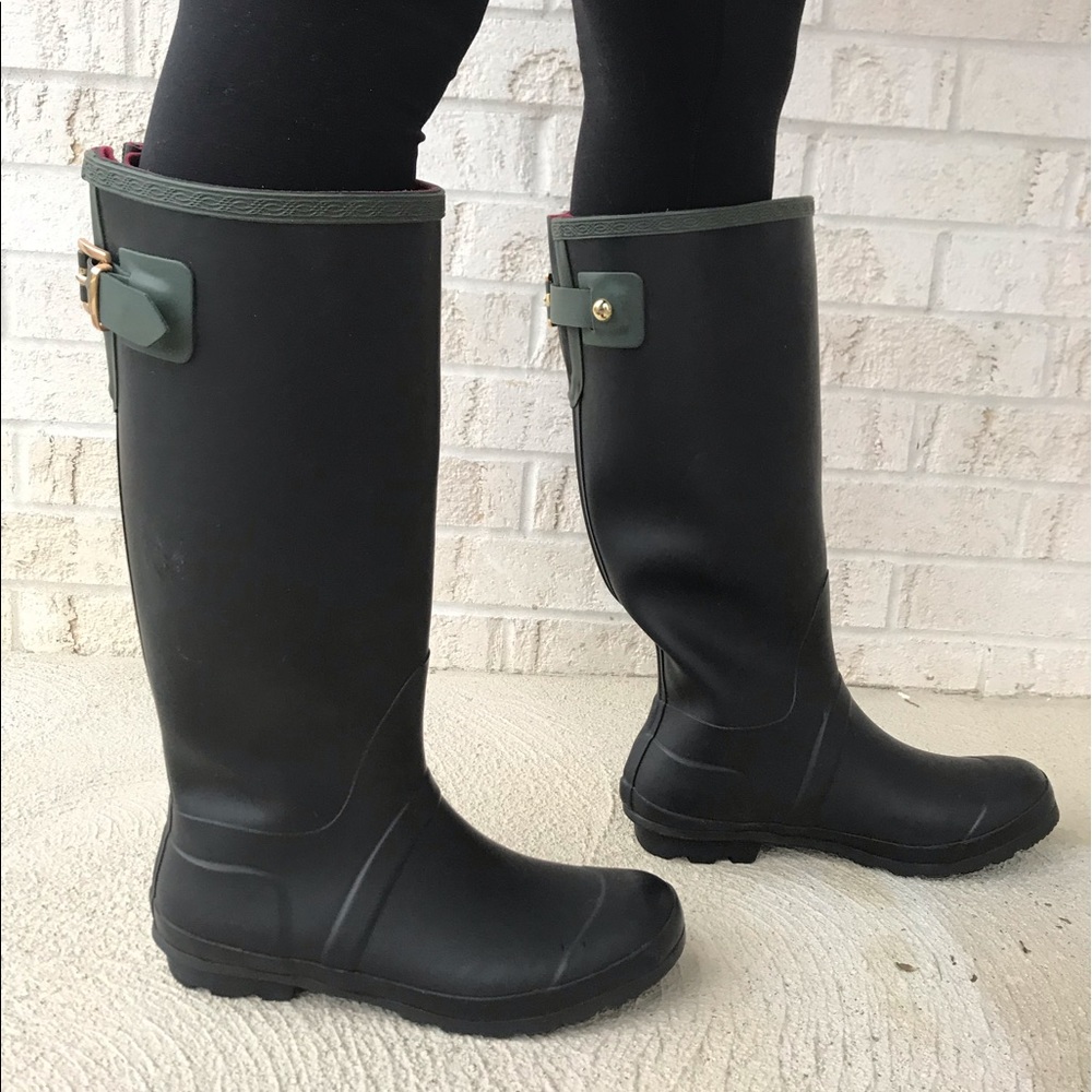 Tommy Hilfiger Black Matte Rain Boots